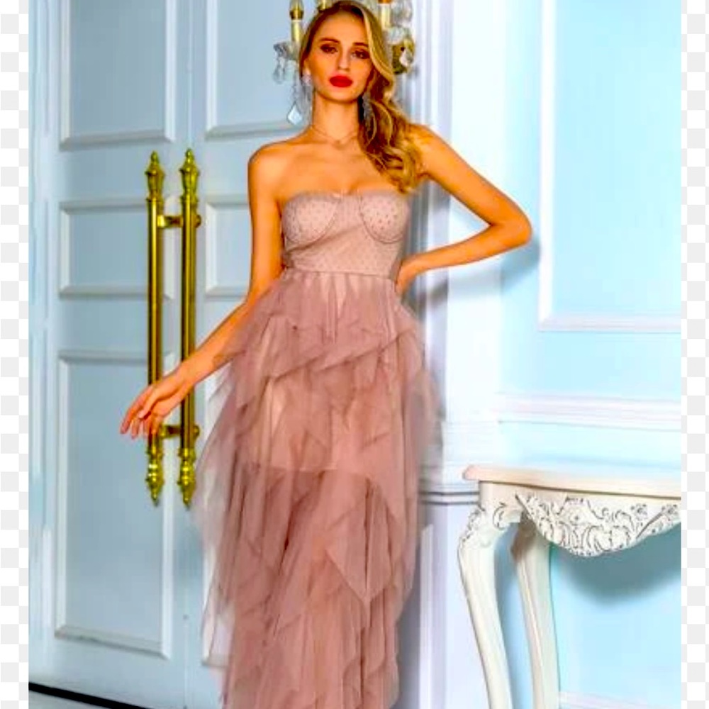 Love and Lemonade Ribbon Waist Layered Hem Mesh Dress